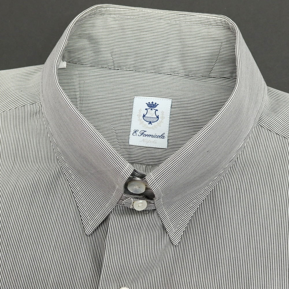 【中古】エリコフォルミコラ ERRICO FORMICOLA コットン ストライプ タブカラー ドレスシャツ グレーxホワイト【 41 】【 状態ランクB 】【 メンズ 】