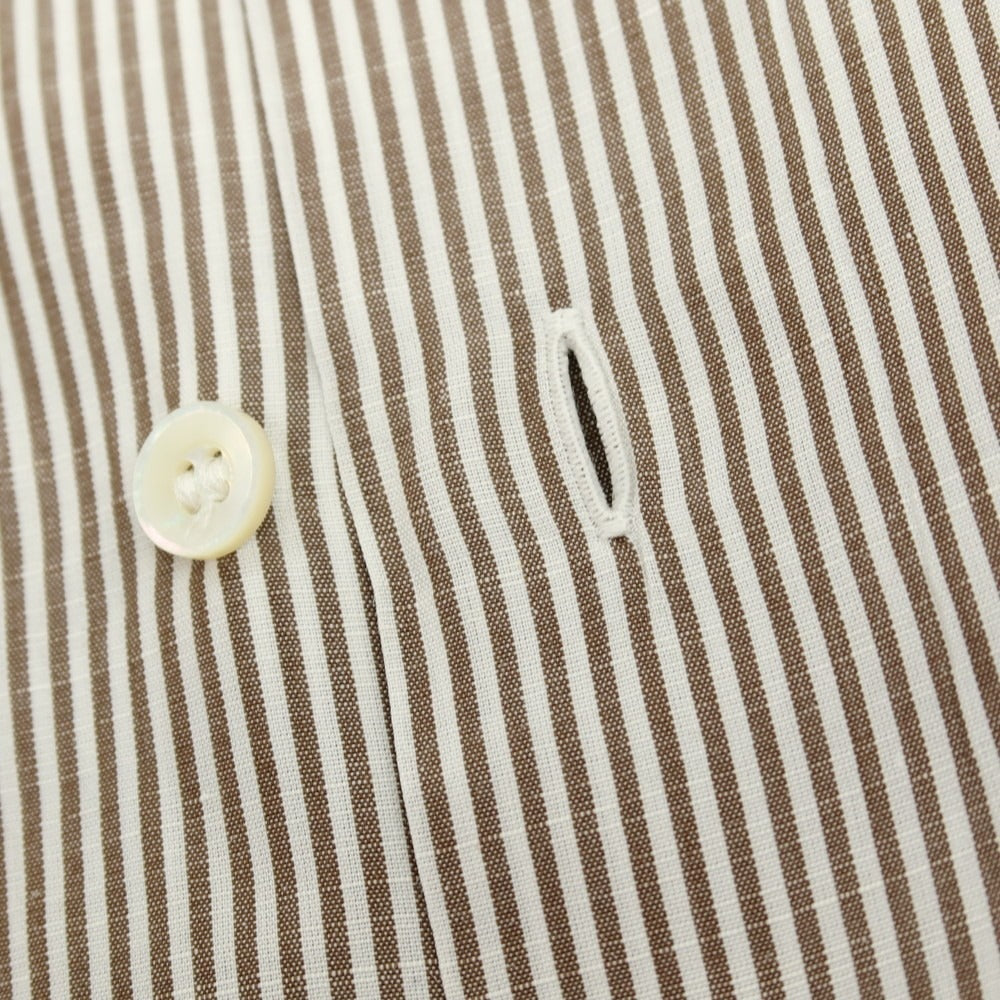 【中古】ルイーザエスポジット Luisa Esposito コットン系 ストライプ ワイドカラー ドレスシャツ ブラウンxホワイト【 39 】【 状態ランクC 】【 メンズ 】