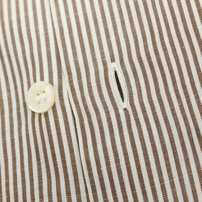 【中古】ルイーザエスポジット Luisa Esposito コットン系 ストライプ ワイドカラー ドレスシャツ ブラウンxホワイト【 39 】【 状態ランクC 】【 メンズ 】