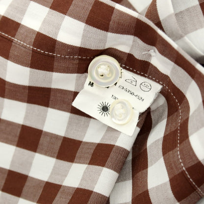 【中古】ジャンネット giannetto コットン ギンガムチェック ホリゾンタルカラー ドレスシャツ ブラウンxホワイト【 39 】【 状態ランクC 】【 メンズ 】