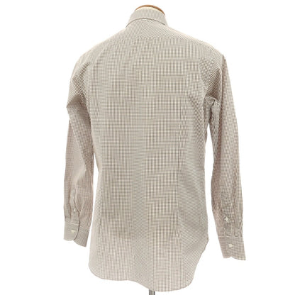 【中古】ビームスエフ BEAMS F コットン チェック セミワイドカラー ドレスシャツ ブラウンxホワイト【 40 】【 状態ランクB 】【 メンズ 】