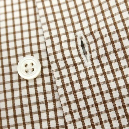 【中古】ビームスエフ BEAMS F コットン チェック セミワイドカラー ドレスシャツ ブラウンxホワイト【 40 】【 状態ランクB 】【 メンズ 】