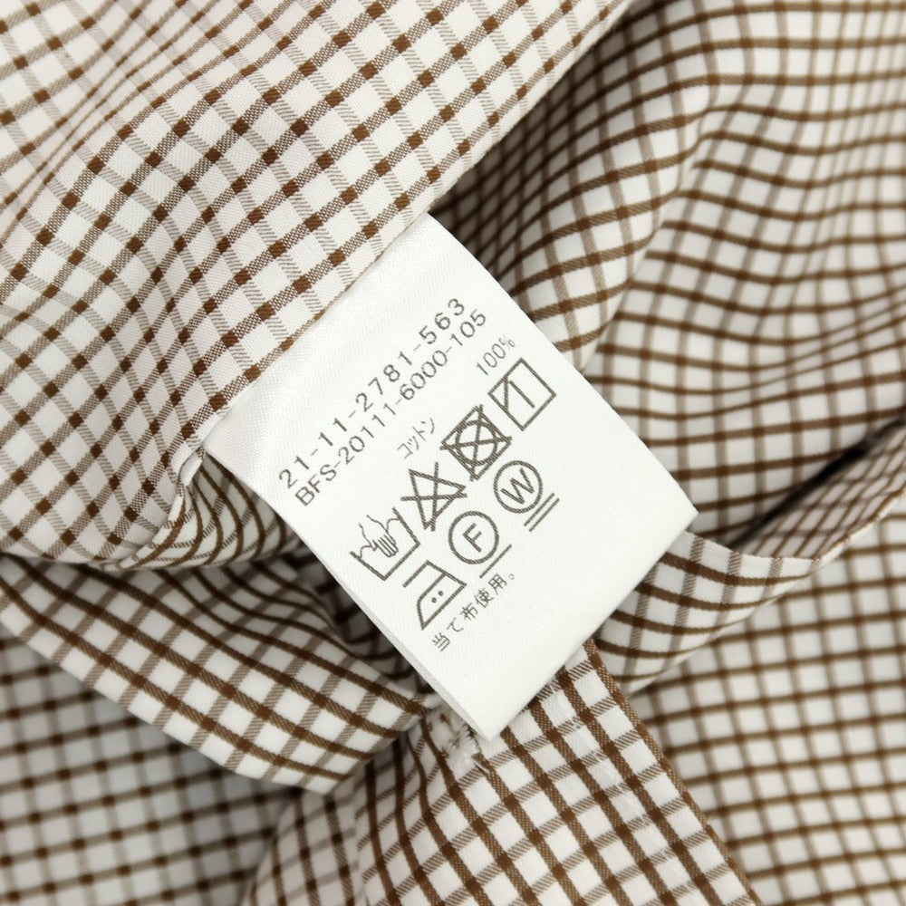 【中古】ビームスエフ BEAMS F コットン チェック セミワイドカラー ドレスシャツ ブラウンxホワイト【 40 】【 状態ランクB 】【 メンズ 】