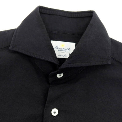 【中古】ジャンネット giannetto コットン ホリゾンタルカラー カジュアルシャツ ブラック【 38 】【 状態ランクB 】【 メンズ 】