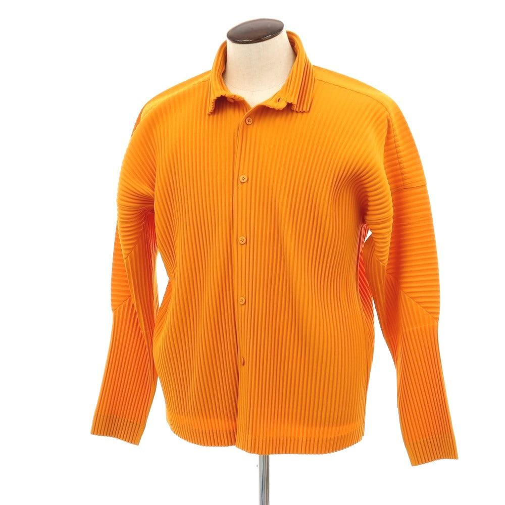 【中古】オム プリッセ イッセイミヤケ HOMME PLISSE ISSEY MIYAKE 2025年秋冬 ポリエステル系 プリーツ カジュアルシャツ オレンジ【 表記なし（L位） 】【 状態ランクA 】【 メンズ 】