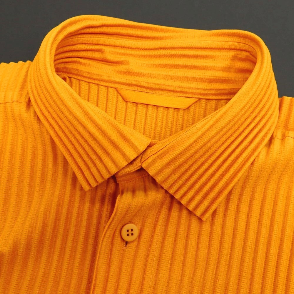 【中古】オム プリッセ イッセイミヤケ HOMME PLISSE ISSEY MIYAKE 2025年秋冬 ポリエステル系 プリーツ カジュアルシャツ オレンジ【 表記なし（L位） 】【 状態ランクA 】【 メンズ 】