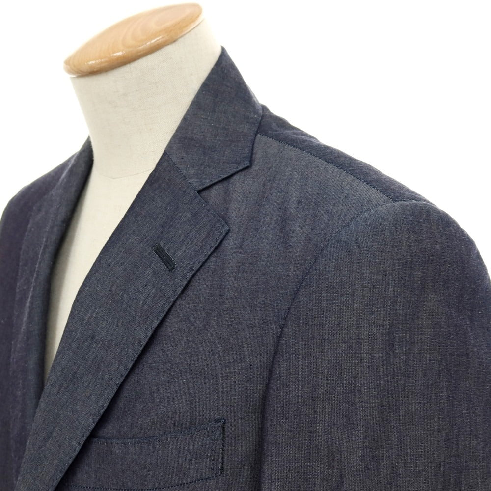 【中古】テツエスピーエー TETSU s.p.a シャンブレーコットン 3つボタンスーツ グレーネイビー【サイズ44】【 状態ランクB 】【 メンズ 】
