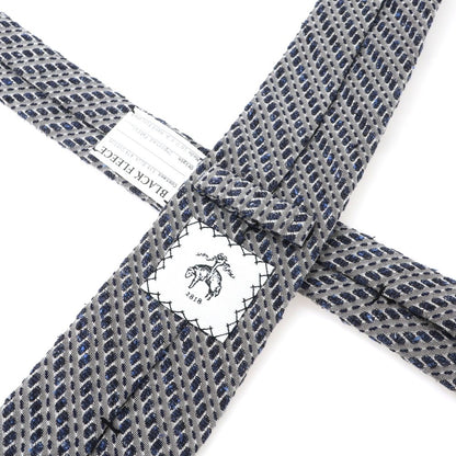 【中古】ブラックフリースバイ ブルックスブラザーズ BLACK FLEECE BY Brooks Brothers シルクコットン ストライプ柄ネクタイ グレーxネイビー【 状態ランクA 】【 メンズ 】