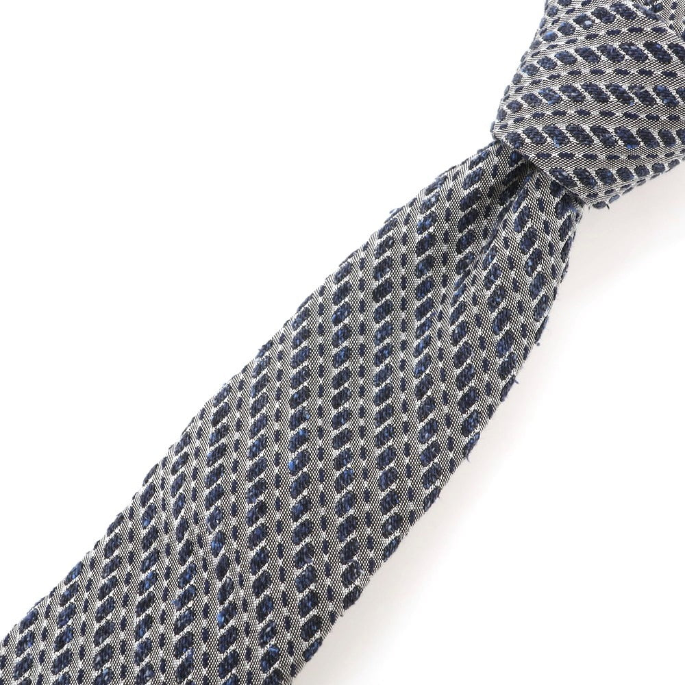 【中古】ブラックフリースバイ ブルックスブラザーズ BLACK FLEECE BY Brooks Brothers シルクコットン ストライプ柄ネクタイ グレーxネイビー【 状態ランクA 】【 メンズ 】