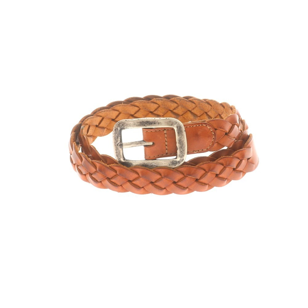 【中古】アンボワーズ AMBOISE レザー メッシュベルト ライトブラウンxシルバー【 80 】【 状態ランクB 】【 メンズ 】