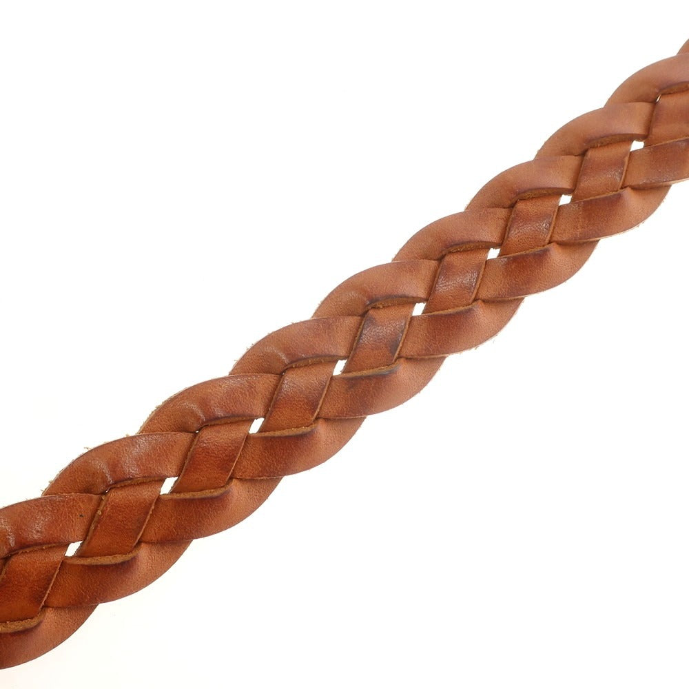 【中古】アンボワーズ AMBOISE レザー メッシュベルト ライトブラウンxシルバー【 80 】【 状態ランクB 】【 メンズ 】