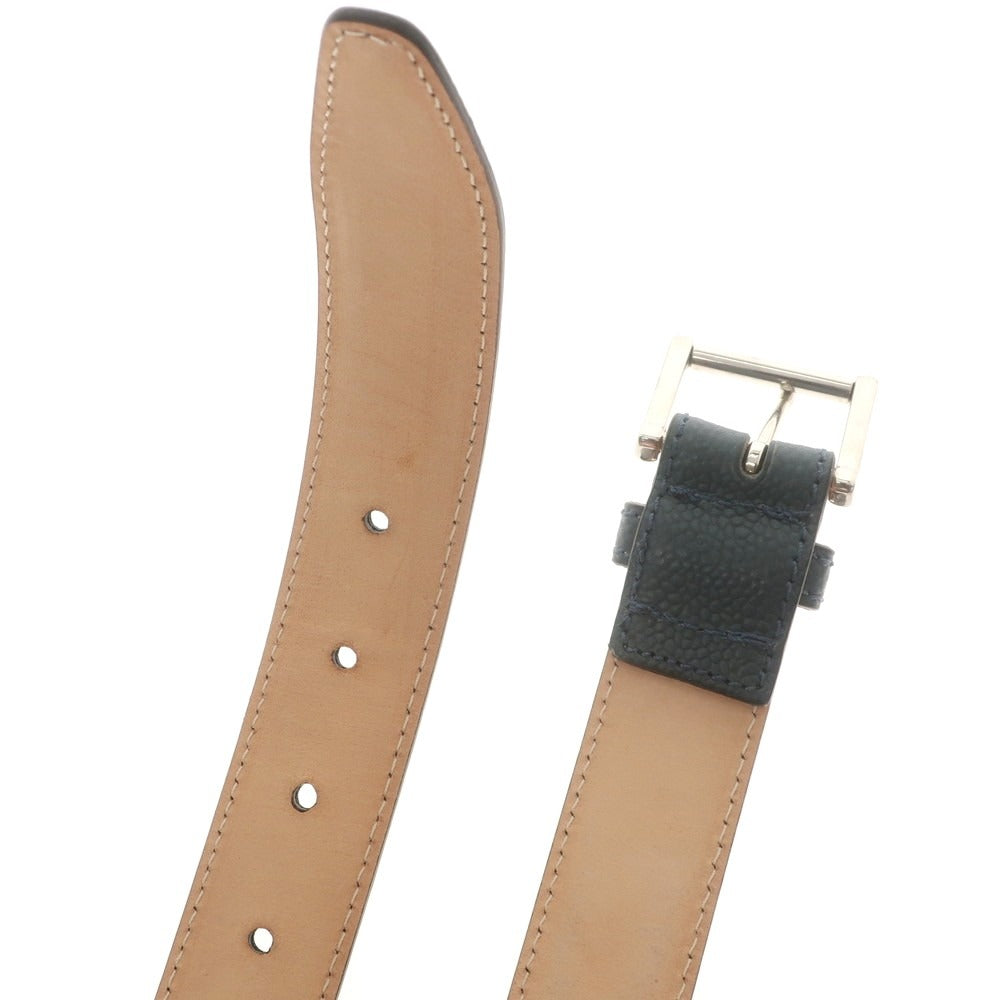 【中古】ティベリオフェレッティ TIBERIO FERRETTI 型押しレザー ベルト ネイビーxシルバー【 80 】【 状態ランクB 】【 メンズ 】