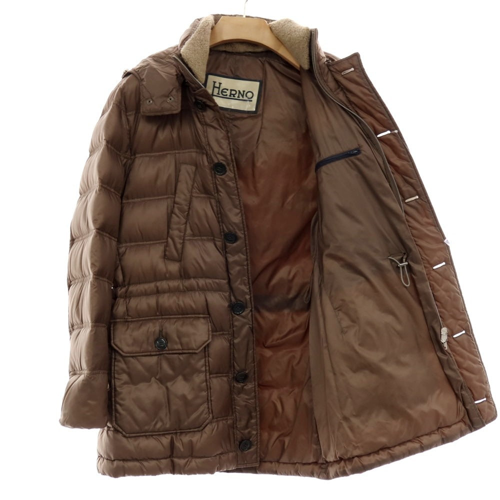 【中古】ヘルノ Herno ストレッチナイロン ダウンコート グレーブラウン【 サイズ48 】【 状態ランクC 】【 メンズ 】 [APD]