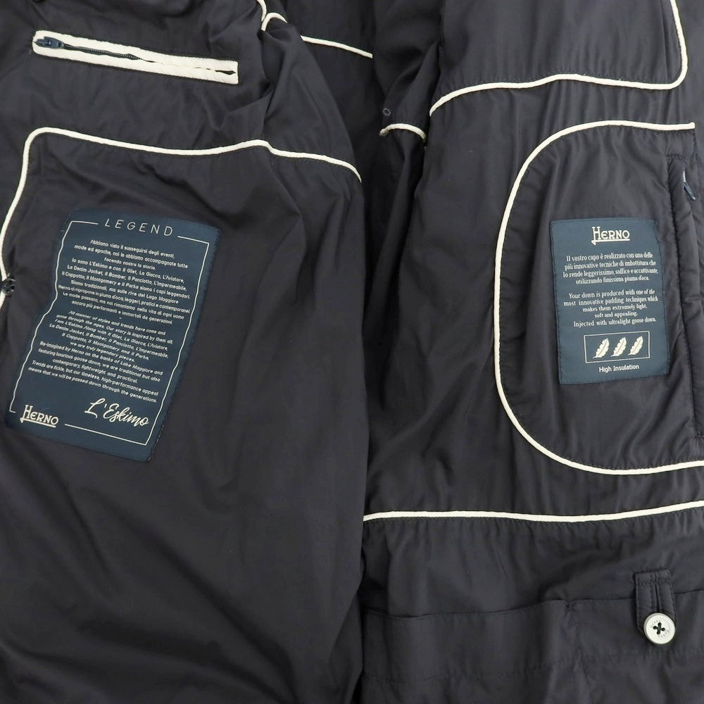 【中古】ヘルノ Herno レジェンド レスキモー ナイロン フーデッド ダウンコート ネイビー【 48 】【 状態ランクB 】【 メンズ 】