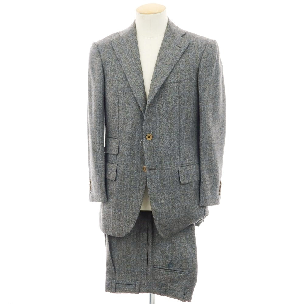【中古】ラベラ サルトリア ナポレターナ La vera Sartoria Napoletana ウール ストライプ 3つボタンスーツ グレー【 サイズ44 】【 状態ランクC 】【 メンズ 】 [APD]