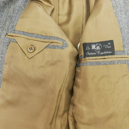 【中古】ラベラ サルトリア ナポレターナ La vera Sartoria Napoletana ウール ストライプ 3つボタンスーツ グレー【 44 】【 状態ランクC 】【 メンズ 】
