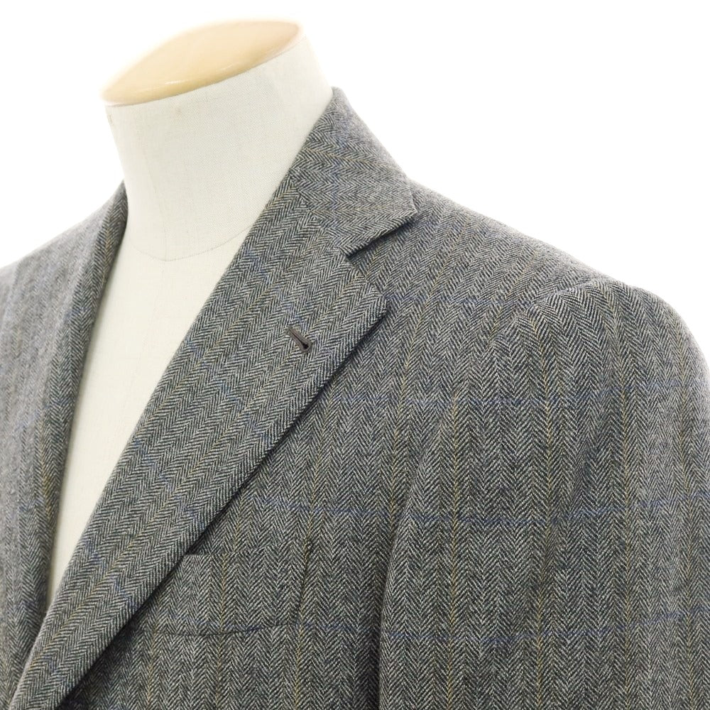 【中古】ラベラ サルトリア ナポレターナ La vera Sartoria Napoletana ウール ストライプ 3つボタンスーツ グレー【 サイズ44 】【 状態ランクC 】【 メンズ 】 [APD]