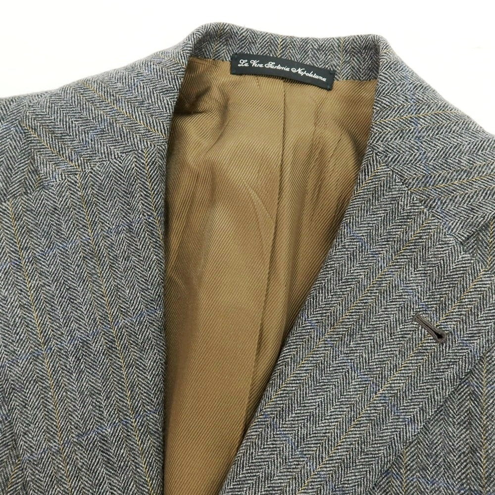 【中古】ラベラ サルトリア ナポレターナ La vera Sartoria Napoletana ウール ストライプ 3つボタンスーツ グレー【 サイズ44 】【 状態ランクC 】【 メンズ 】 [APD]