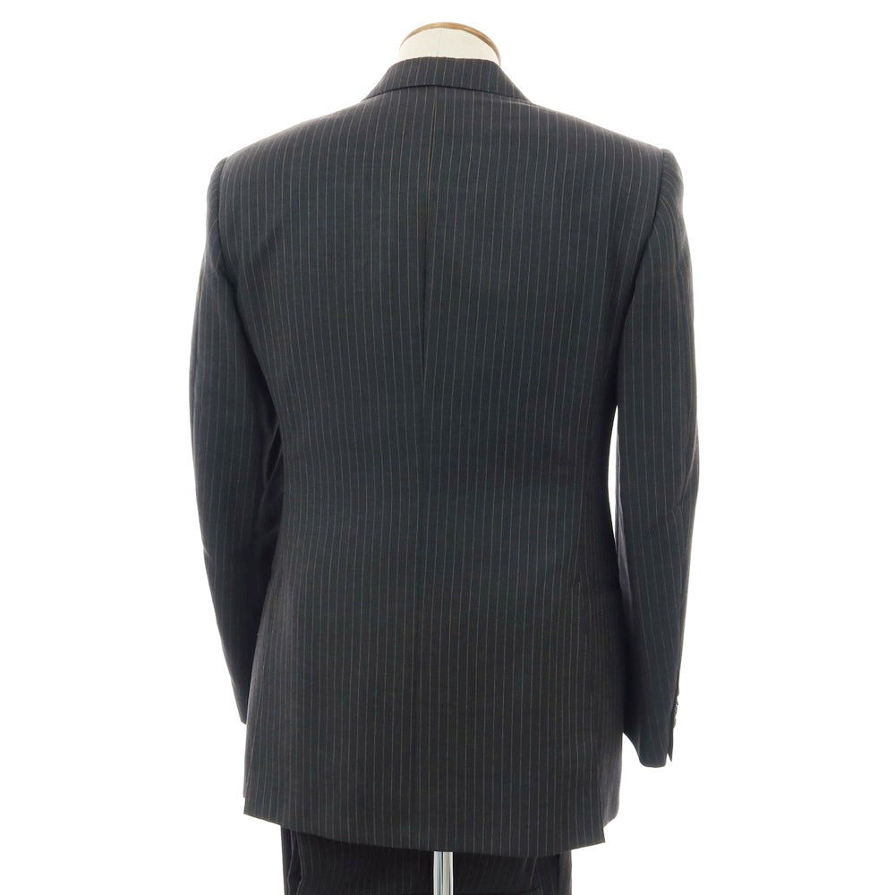 【中古】サルトリア パルテノペア Sartoria Partenopea ウール ストライプ 3つボタンスーツ ダークグレーxオレンジ【 サイズ46 】【 状態ランクB 】【 メンズ 】 [APD]