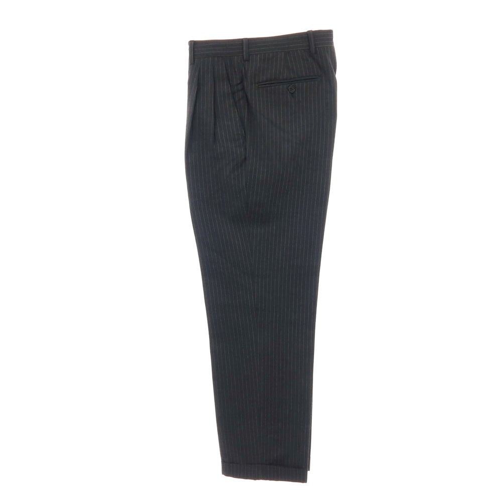 【中古】サルトリア パルテノペア Sartoria Partenopea ウール ストライプ 3つボタンスーツ ダークグレーxオレンジ【 サイズ46 】【 状態ランクB 】【 メンズ 】 [APD]