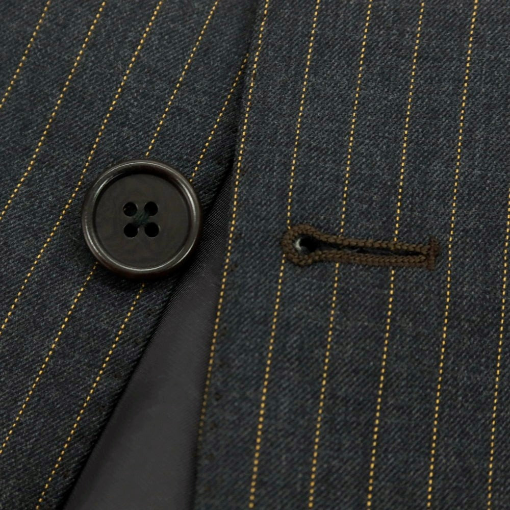 【中古】サルトリア パルテノペア Sartoria Partenopea ウール ストライプ 3つボタンスーツ ダークグレーxオレンジ【 サイズ46 】【 状態ランクB 】【 メンズ 】 [APD]