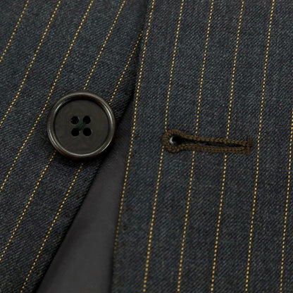 【中古】サルトリア パルテノペア Sartoria Partenopea ウール ストライプ 3つボタンスーツ ダークグレーxオレンジ【 46 】【 状態ランクB 】【 メンズ 】