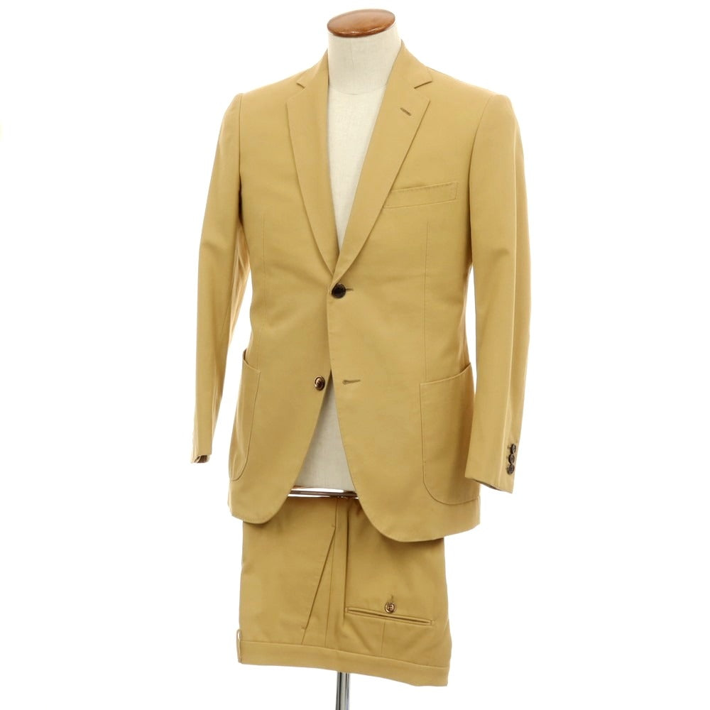 【中古】サルトリア カスタンジア Sartoria Castangia コットンカシミヤ 2つボタンスーツ イエローベージュ【 サイズ46 】【 状態ランクB 】【 メンズ 】 [APD]