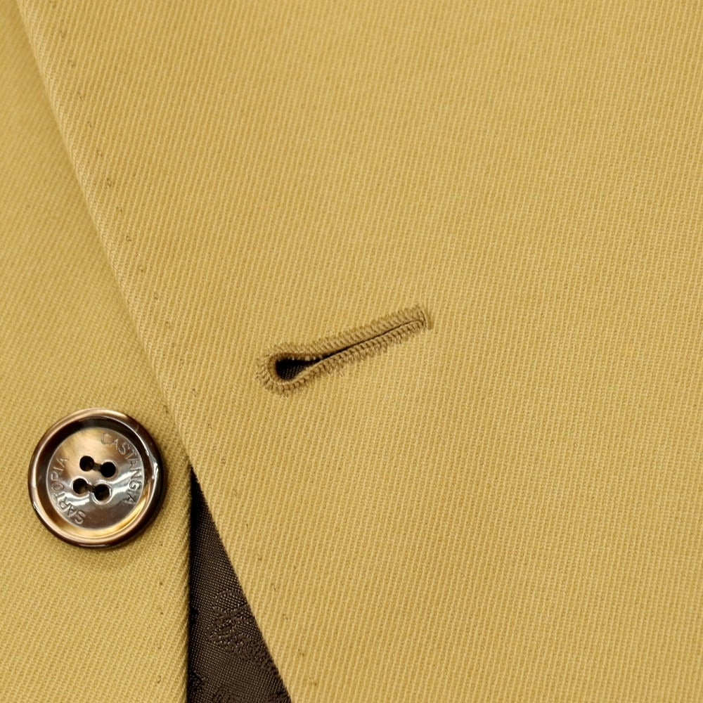 【中古】サルトリア カスタンジア Sartoria Castangia コットンカシミヤ 2つボタンスーツ イエローベージュ【 サイズ46 】【 状態ランクB 】【 メンズ 】 [APD]