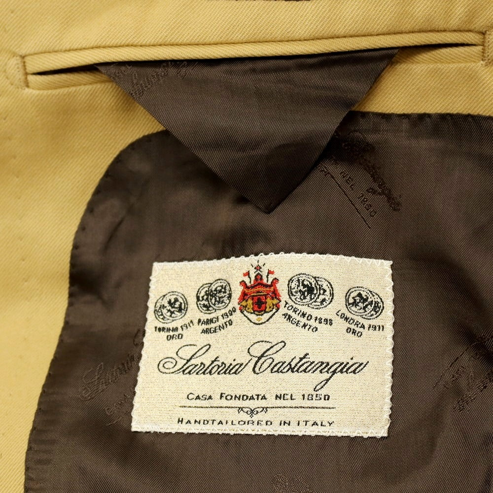 【中古】サルトリア カスタンジア Sartoria Castangia コットンカシミヤ 2つボタンスーツ イエローベージュ【 サイズ46 】【 状態ランクB 】【 メンズ 】 [APD]