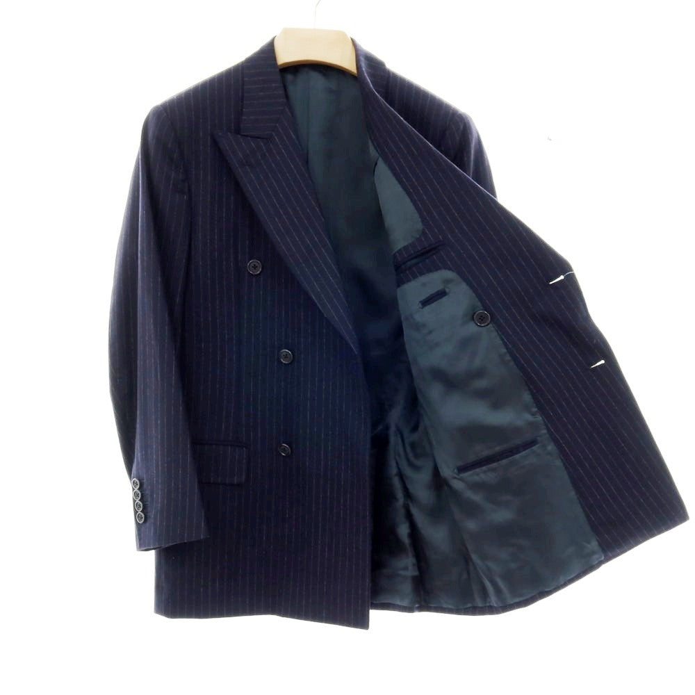 【中古】サルトリア カスタンジア Sartoria Castangia ウール ストライプ 6B ダブルスーツ ネイビー【 46 】【 状態ランクB 】【 メンズ 】