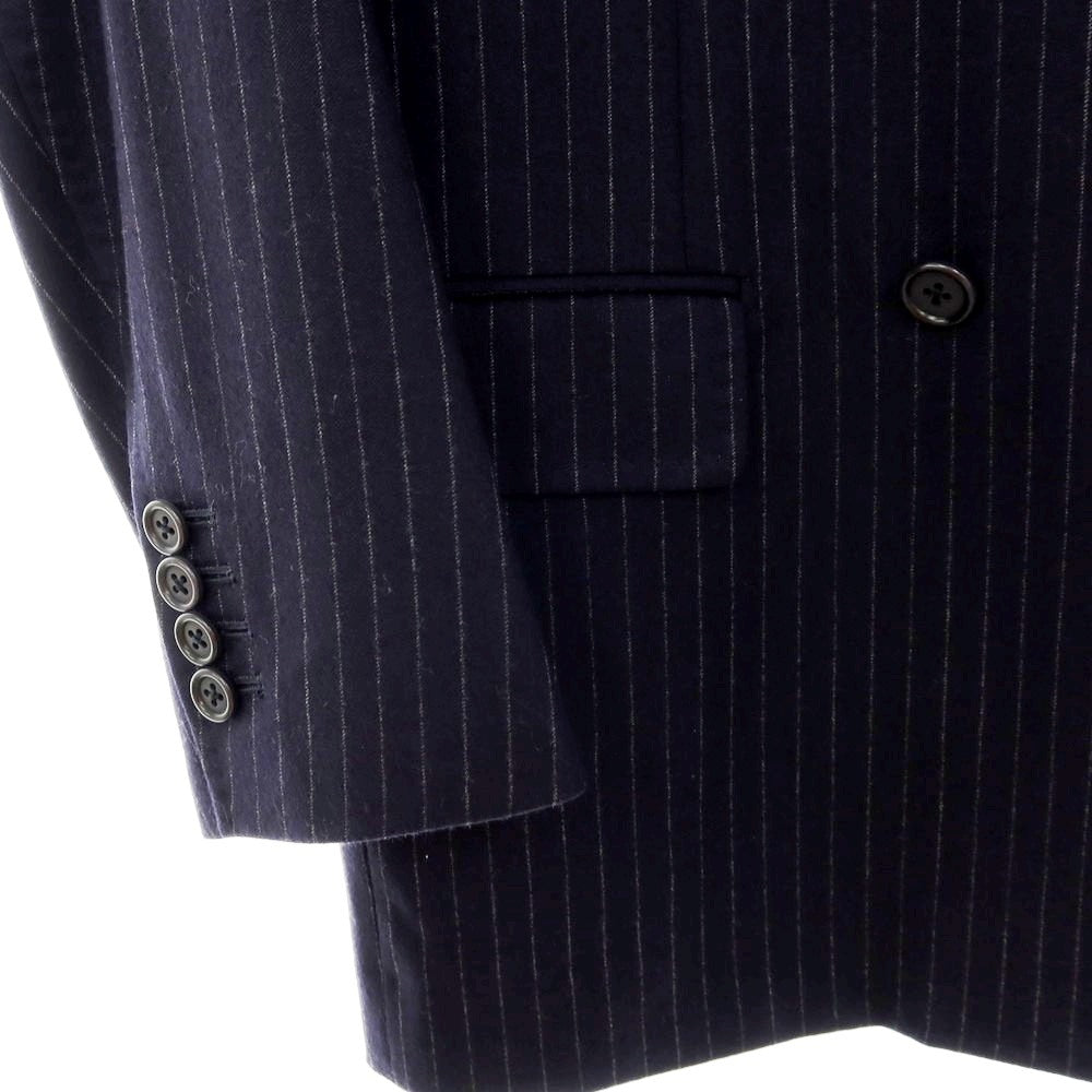 【中古】サルトリア カスタンジア Sartoria Castangia ウール ストライプ 6B ダブルスーツ ネイビー【 サイズ46 】【 状態ランクB 】【 メンズ 】 [APD]