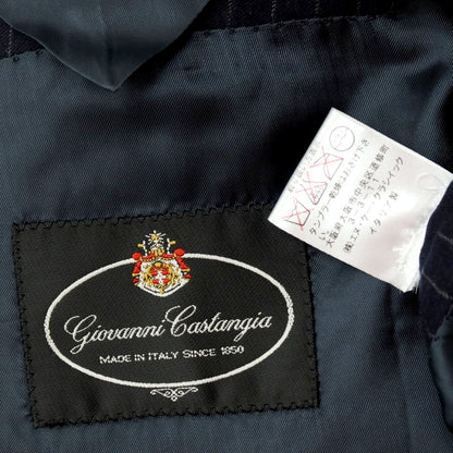 【中古】サルトリア カスタンジア Sartoria Castangia ウール ストライプ 6B ダブルスーツ ネイビー【 46 】【 状態ランクB 】【 メンズ 】