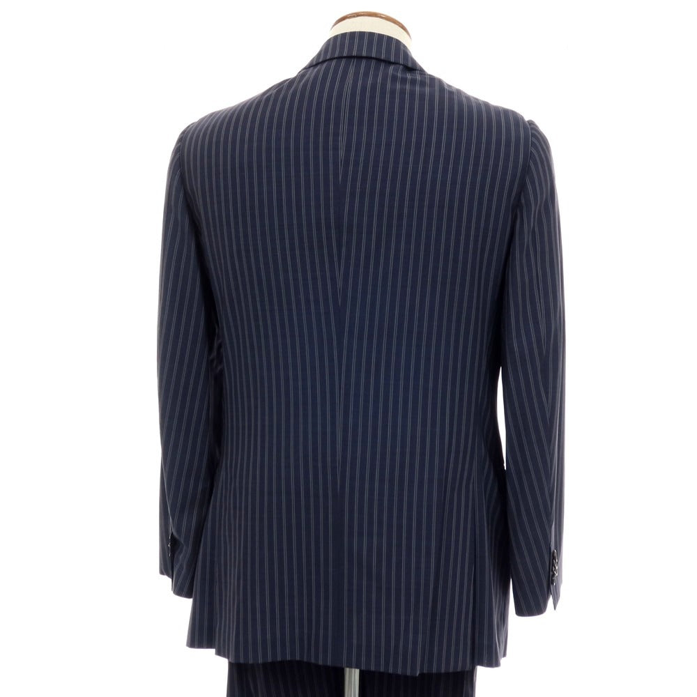 【中古】ベルベスト Belvest ウール ストライプ 3つボタンスーツ ネイビー【 46 Drop 7R 】【 状態ランクD 】【 メンズ 】 []
