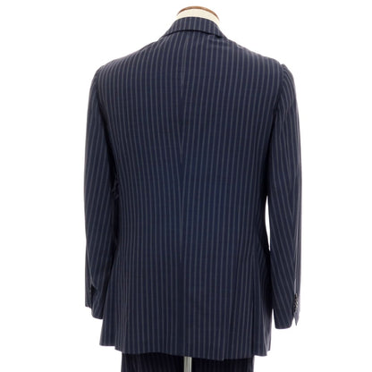 【中古】ベルベスト Belvest ウール ストライプ 3つボタンスーツ ネイビー【 46 Drop 7R 】【 状態ランクD 】【 メンズ 】 []