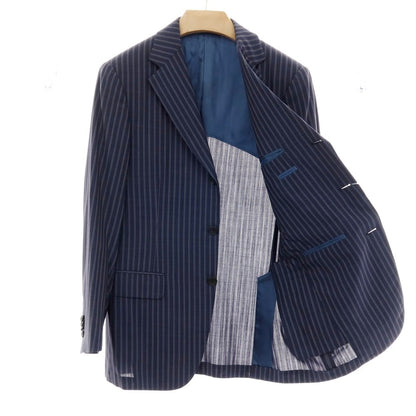 【中古】ベルベスト Belvest ウール ストライプ 3つボタンスーツ ネイビー【 46 Drop 7R 】【 状態ランクD 】【 メンズ 】 []
