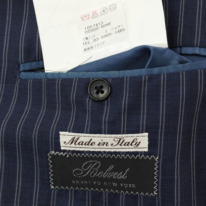 【中古】ベルベスト Belvest ウール ストライプ 3つボタンスーツ ネイビー【 46 Drop 7R 】【 状態ランクD 】【 メンズ 】 []