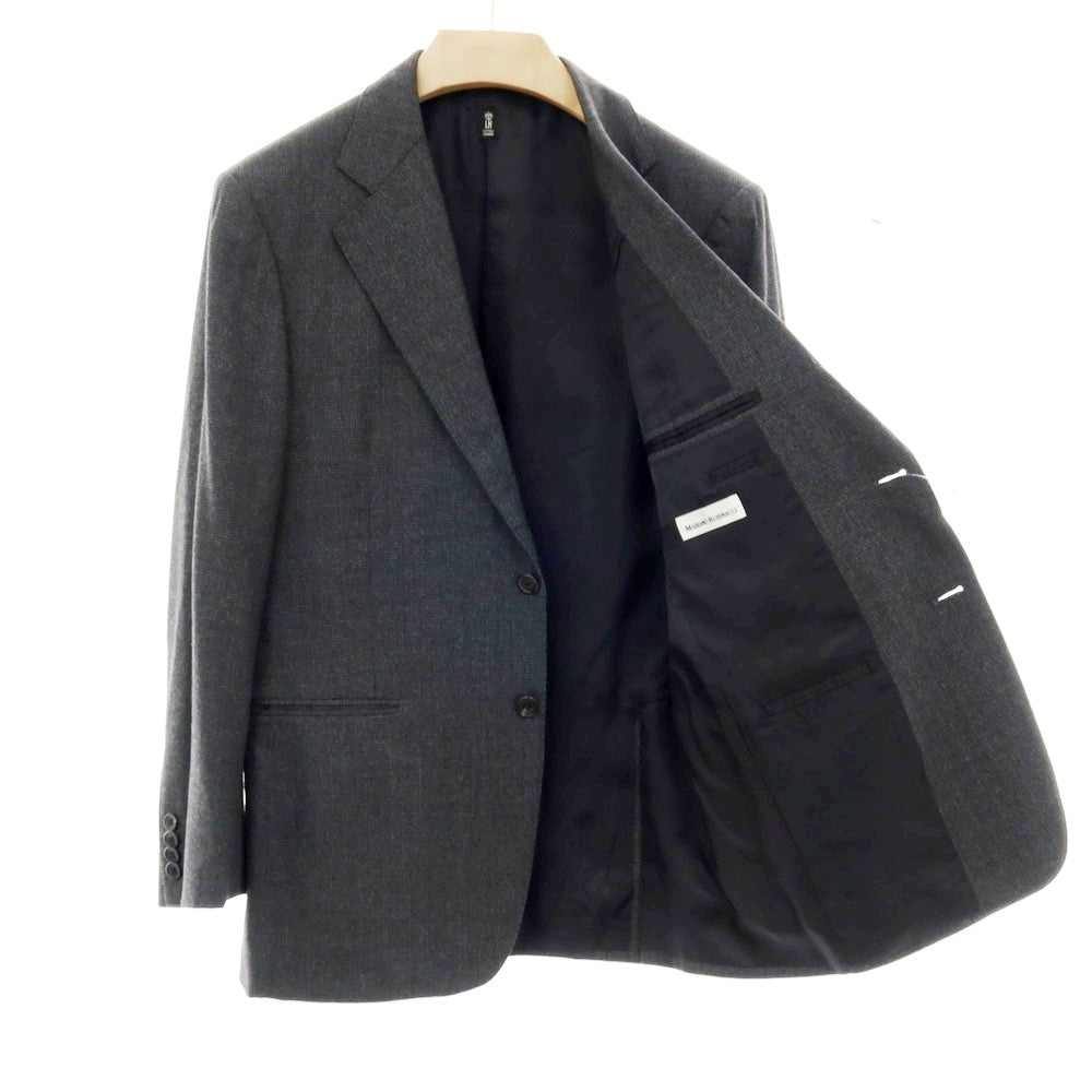 【中古】マリアーノ ルビナッチ MARIANO RUBINACCI ウール ハウンドトゥース 3つボタンスーツ グレー【 サイズ表記なし（L位） 】【 状態ランクB 】【 メンズ 】 [APD]
