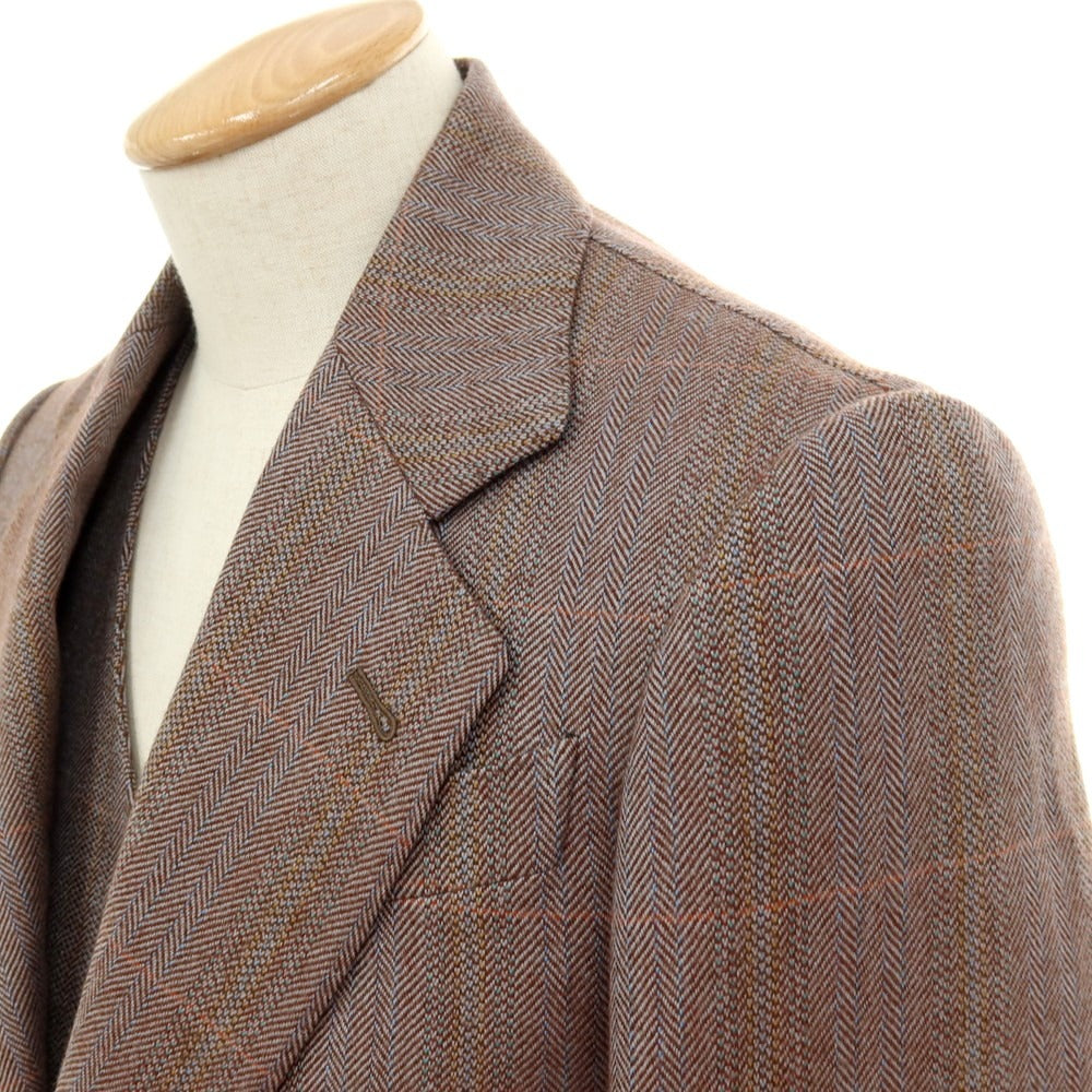 【中古】ラクアアンドシー lacquer&amp;c スリーピース ウール 1つボタンスーツ グレーxブラウン【 表記なし（S位） 】【 状態ランクA 】【 メンズ 】