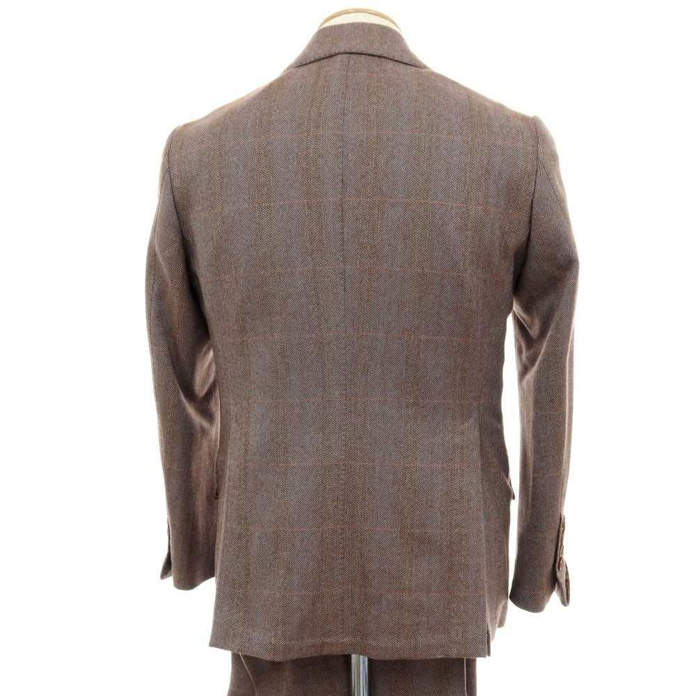 【中古】ラクアアンドシー lacquer&amp;c スリーピース ウール 1つボタンスーツ グレーxブラウン【 表記なし（S位） 】【 状態ランクA 】【 メンズ 】