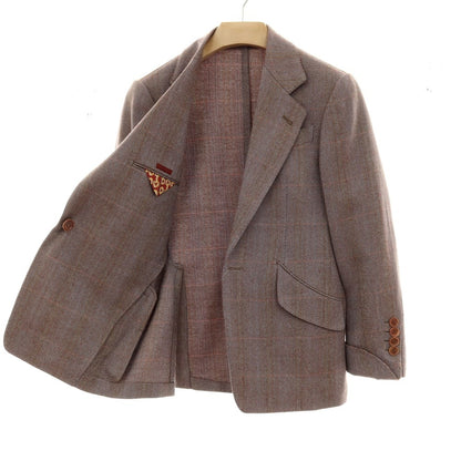 【中古】ラクアアンドシー lacquer&amp;c スリーピース ウール 1つボタンスーツ グレーxブラウン【 表記なし（S位） 】【 状態ランクA 】【 メンズ 】