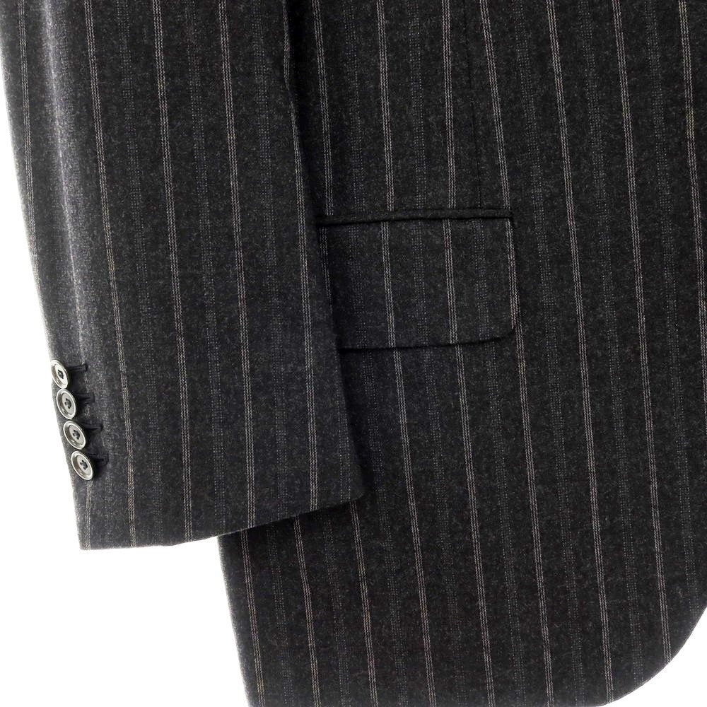 【中古】ソブリン SOVEREIGN SUPER120’Sウール＆カシミヤ ストライプ 3つボタンスーツ ダークグレー【 46 】【 状態ランクD 】【 メンズ 】