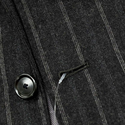 【中古】ソブリン SOVEREIGN SUPER120’Sウール＆カシミヤ ストライプ 3つボタンスーツ ダークグレー【 46 】【 状態ランクD 】【 メンズ 】