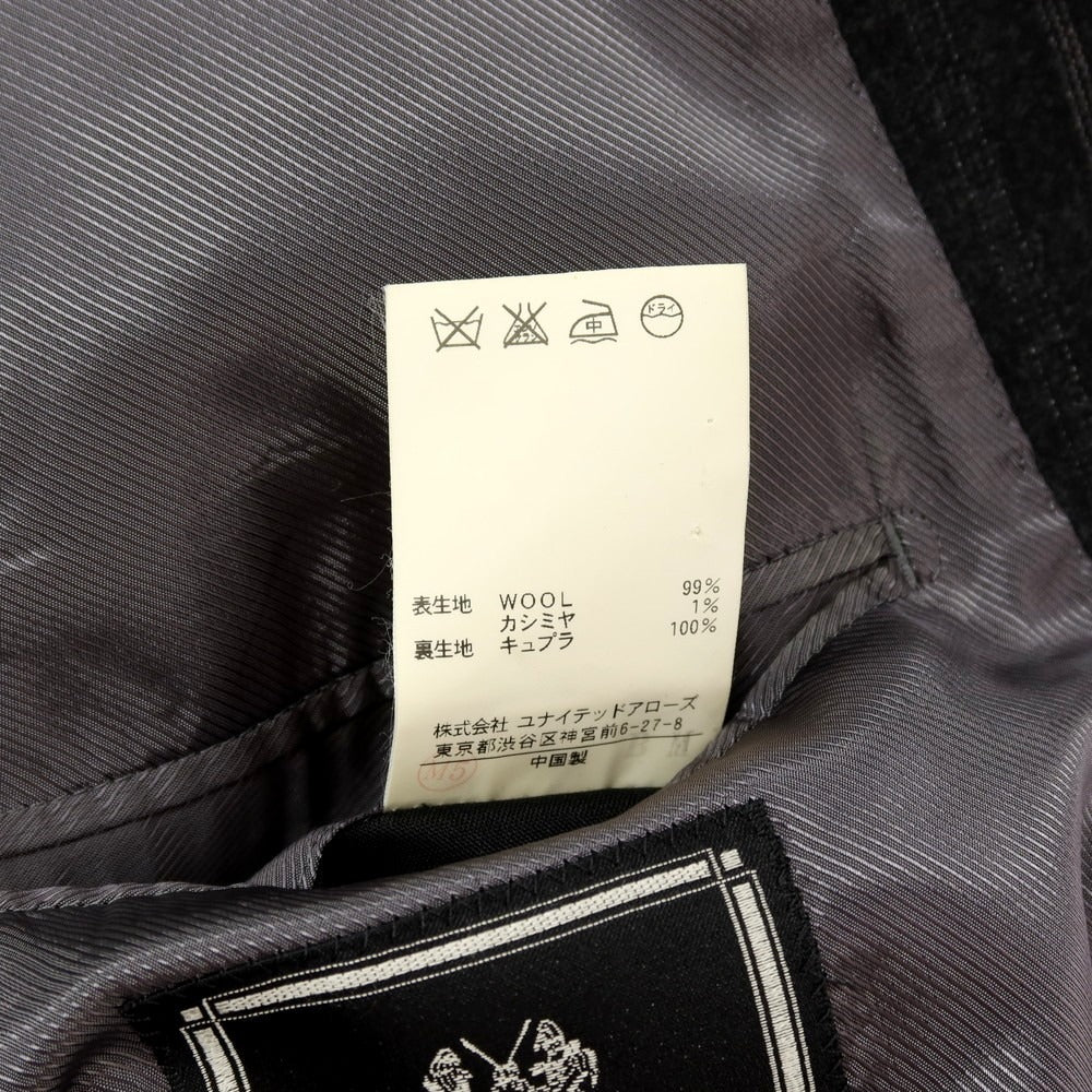 【中古】ソブリン SOVEREIGN SUPER120’Sウール＆カシミヤ ストライプ 3つボタンスーツ ダークグレー【 46 】【 状態ランクD 】【 メンズ 】