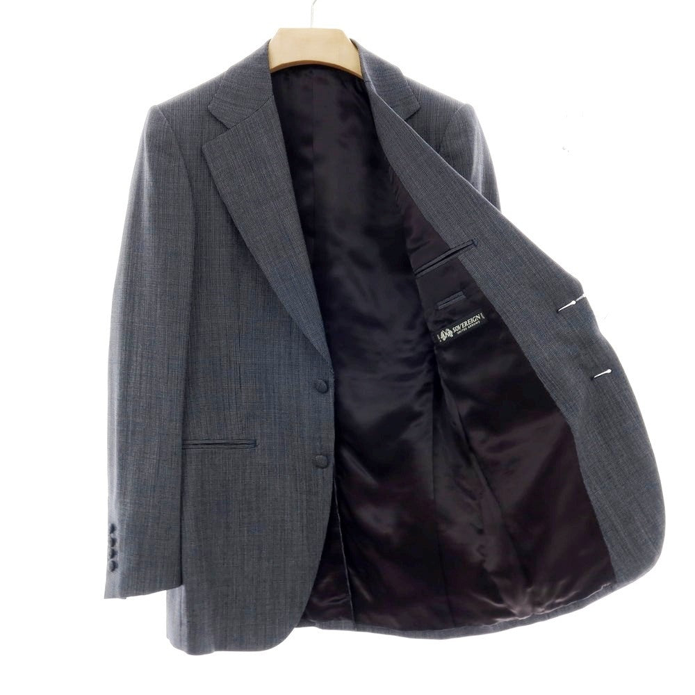 【中古】ソブリン SOVEREIGN スリーピース ウール 2つボタンスーツ ネイビー【 サイズ46 】【 状態ランクB 】【 メンズ 】 [APD]