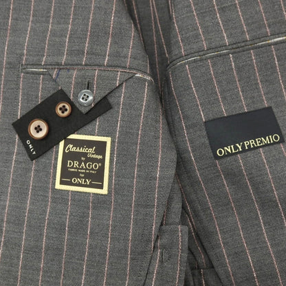【中古】【未使用】オンリープレミオ ONLY PREMIO ウール ストライプ 3つボタンスーツ グレー【サイズ37】【 状態ランクS 】【 メンズ 】
