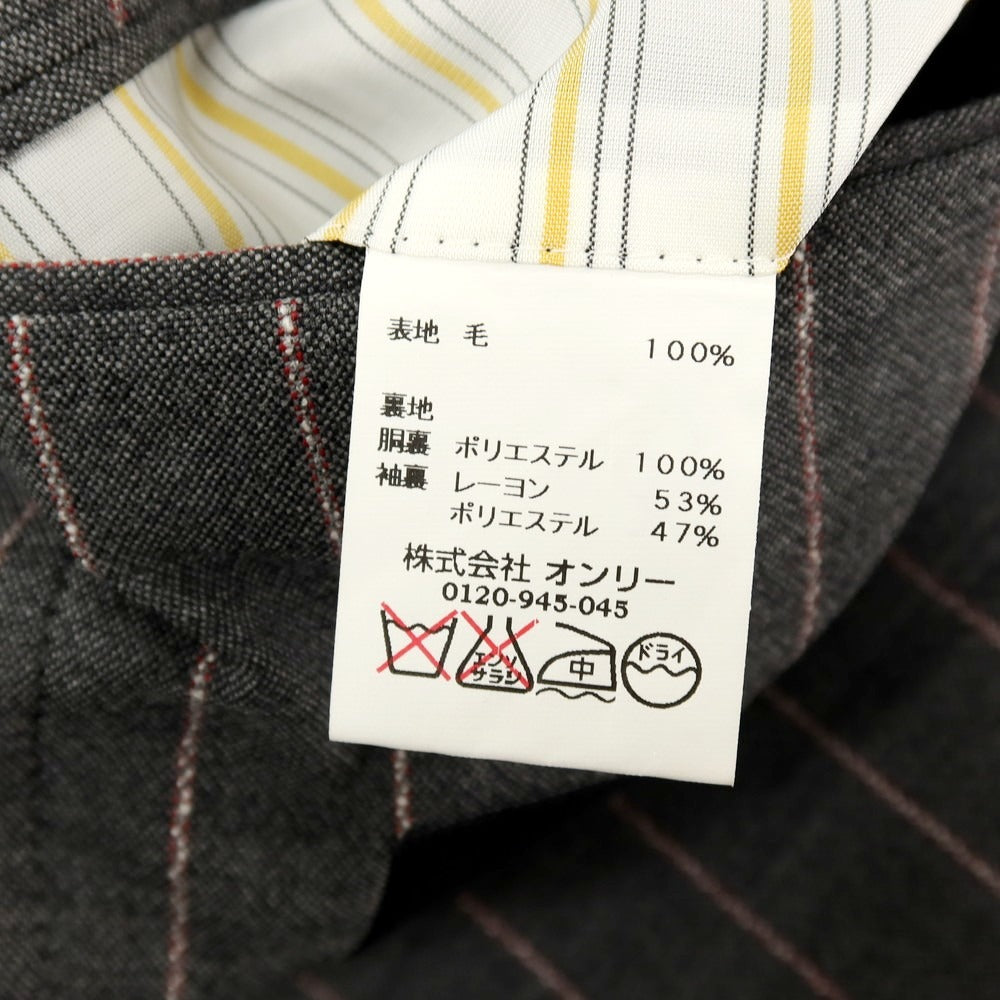 【中古】【未使用】オンリープレミオ ONLY PREMIO ウール ストライプ 3つボタンスーツ グレー【サイズ37】【 状態ランクS 】【 メンズ 】