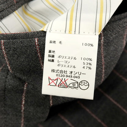 【中古】【未使用】オンリープレミオ ONLY PREMIO ウール ストライプ 3つボタンスーツ グレー【サイズ37】【 状態ランクS 】【 メンズ 】