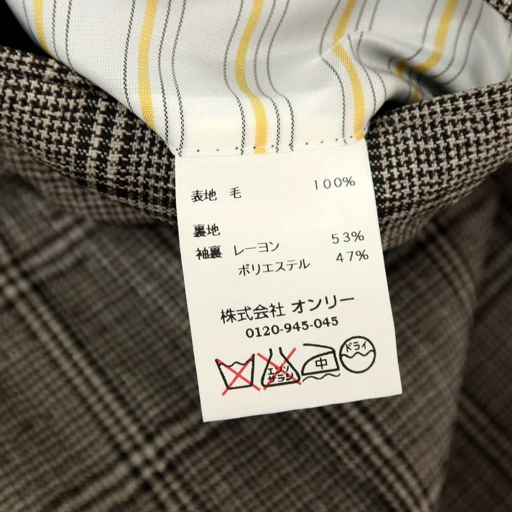 【中古】【未使用】オンリープレミオ ONLY PREMIO ウール チェック 3つボタンスーツ ブラウン【サイズ37】【 状態ランクS 】【 メンズ 】