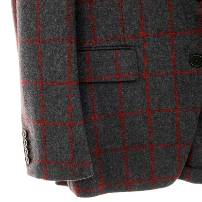 【中古】ユニバーサルランゲージ UNIVERSAL LANGUAGE ウール チェック スリーピース 2つボタンスーツ ダークグレーxレッド【 JK48/VE44/PT76 】【 状態ランクA 】【 メンズ 】