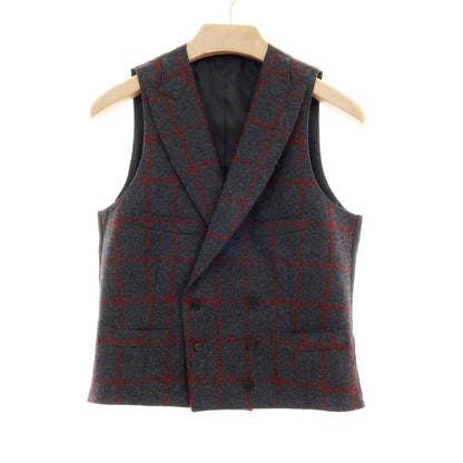 【中古】ユニバーサルランゲージ UNIVERSAL LANGUAGE ウール チェック スリーピース 2つボタンスーツ ダークグレーxレッド【 JK48/VE44/PT76 】【 状態ランクA 】【 メンズ 】